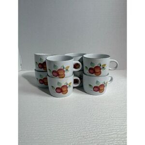 Newcor Garden Fresh Stoneware Mugs Set of 8 Fruit 4029 Vintage 1992 S0146